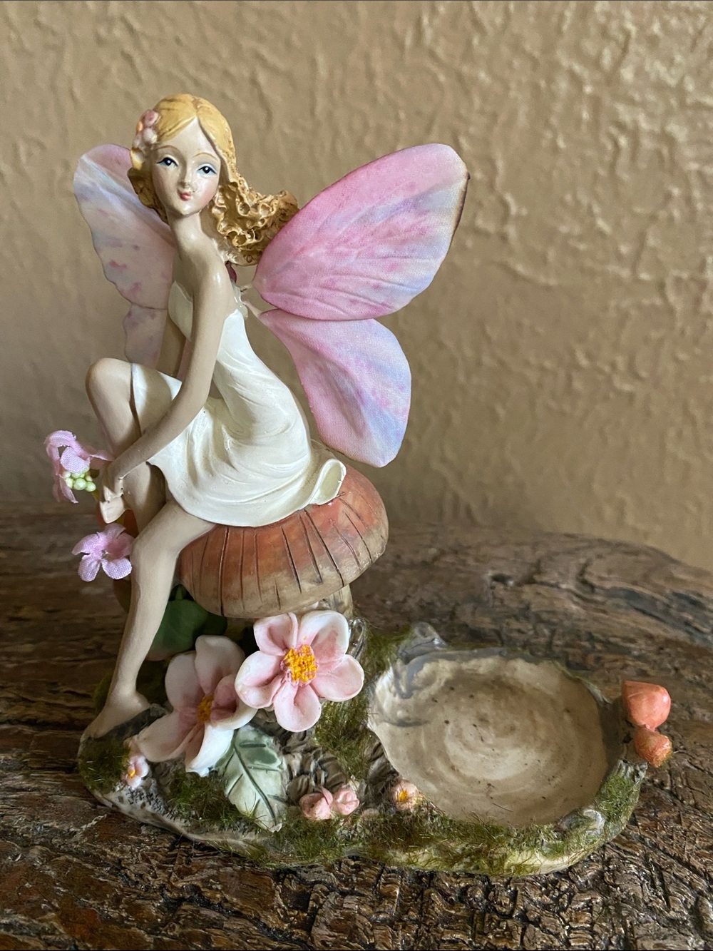 🧚‍♀️Vintage🧚‍♀️Fairy on Mushroom Figurine & Tea Light Holder